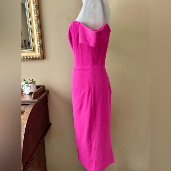 Dress The Population Bailey Off-The-Shoulder Slim Midi Dress Hot Pink Size M - Picture 7 of 13